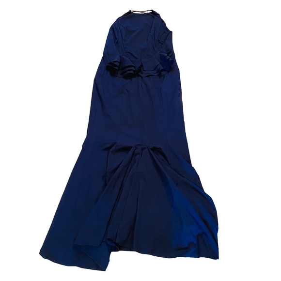 Jarlo Women's Formal Dress Navy Backless Long Gown with Mini Train - Picture 2 of 8